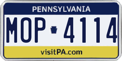 PA license plate MOP4114