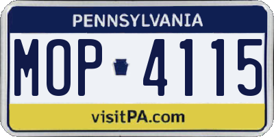 PA license plate MOP4115