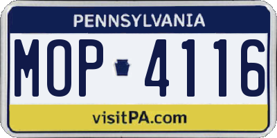 PA license plate MOP4116