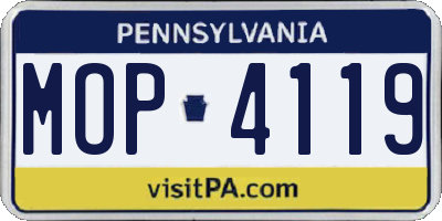 PA license plate MOP4119