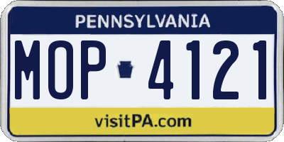 PA license plate MOP4121