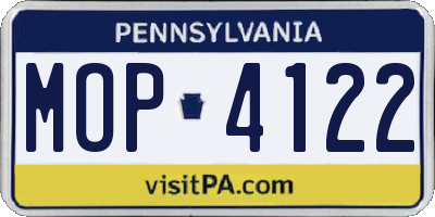 PA license plate MOP4122