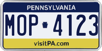 PA license plate MOP4123