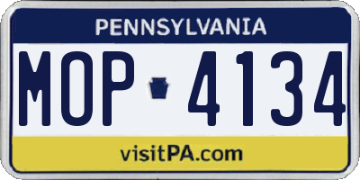 PA license plate MOP4134