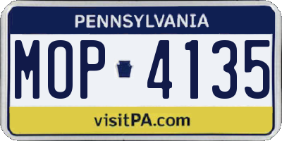 PA license plate MOP4135
