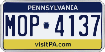 PA license plate MOP4137