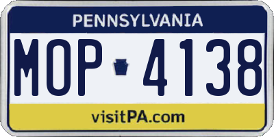 PA license plate MOP4138