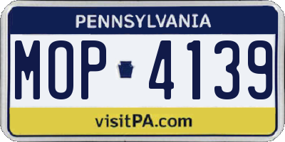 PA license plate MOP4139