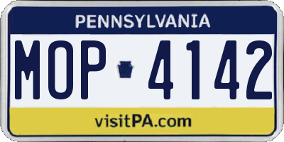 PA license plate MOP4142