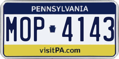 PA license plate MOP4143