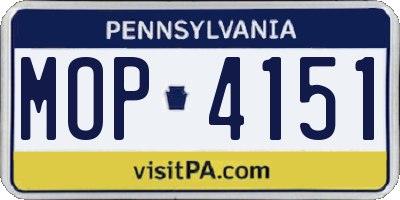 PA license plate MOP4151
