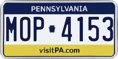 PA license plate MOP4153