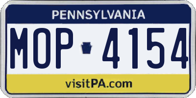 PA license plate MOP4154