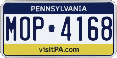 PA license plate MOP4168