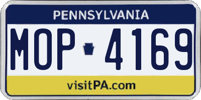 PA license plate MOP4169