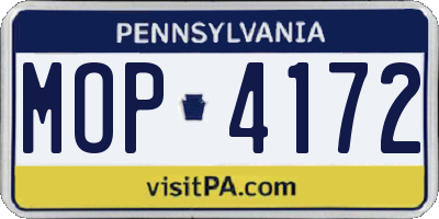 PA license plate MOP4172