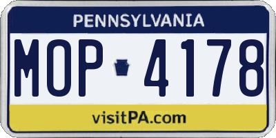 PA license plate MOP4178