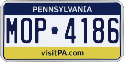 PA license plate MOP4186