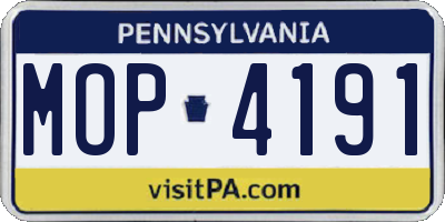 PA license plate MOP4191