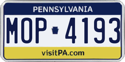 PA license plate MOP4193
