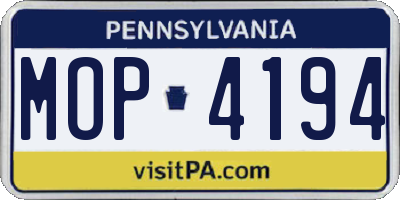 PA license plate MOP4194