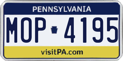 PA license plate MOP4195