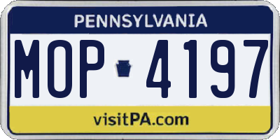 PA license plate MOP4197
