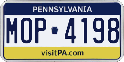 PA license plate MOP4198
