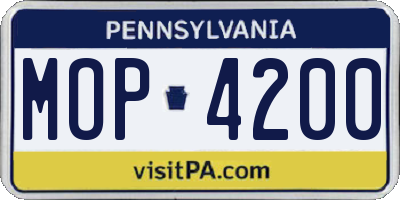 PA license plate MOP4200