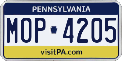 PA license plate MOP4205