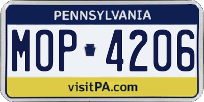 PA license plate MOP4206