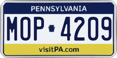 PA license plate MOP4209
