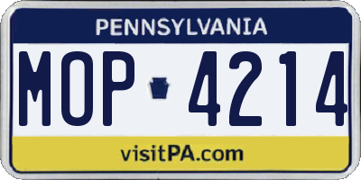 PA license plate MOP4214