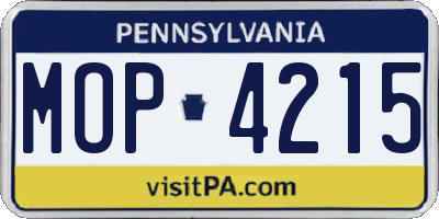 PA license plate MOP4215