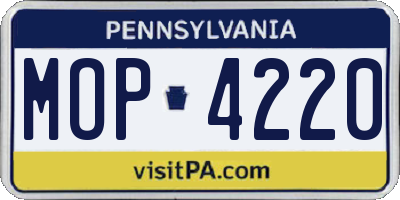 PA license plate MOP4220
