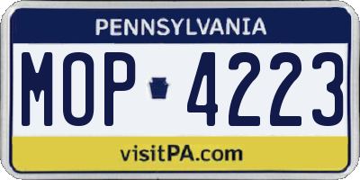 PA license plate MOP4223