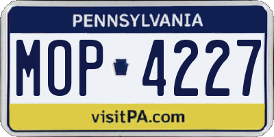 PA license plate MOP4227