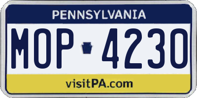PA license plate MOP4230