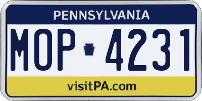 PA license plate MOP4231