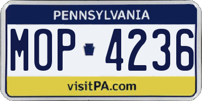 PA license plate MOP4236