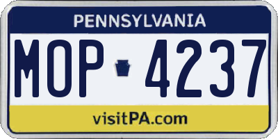PA license plate MOP4237