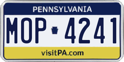 PA license plate MOP4241