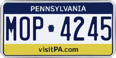 PA license plate MOP4245