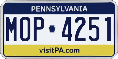 PA license plate MOP4251