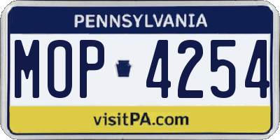 PA license plate MOP4254