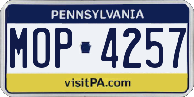 PA license plate MOP4257