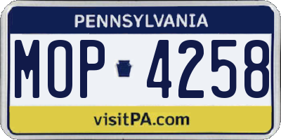 PA license plate MOP4258