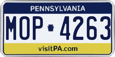 PA license plate MOP4263