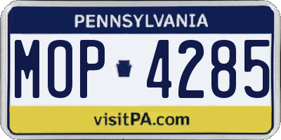 PA license plate MOP4285