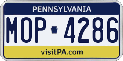 PA license plate MOP4286